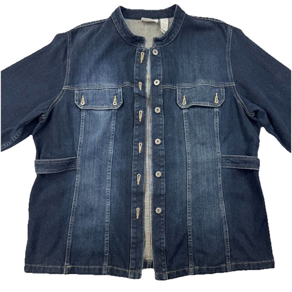 Liz Claiborne Woman Denim Jacket 2X Blue Button Front Jean Jacket Plus